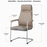 Chaise de réunion moderne rouge, kaki, noire, dossier haut, en cuir PU, avec accoudoirs métalliques intégrés