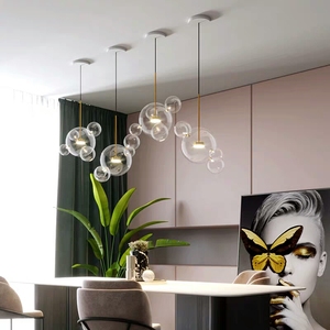 <span class=keywords><strong>Lampadario</strong></span> Moderno a Sfera in Vetro, Luci <span class=keywords><strong>Pendenti</strong></span> Oro+Bianco LED con Altezza Regolabile per Soggiorno - Product Image 1