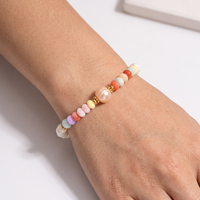 Bracelet en perles de pierre naturelle faites à la main, couleur bonbon vif, forme boulier, avec grandes perles rondes de culture d'eau douce, idéal pour cadeau de fête