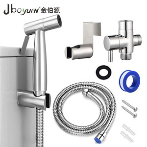 Jboyun Stainless Steel Bidet Sprayer Set Wall Mounted With Hose And <b>Diverter</b> For Toilet Use - Product Image 1