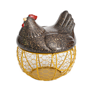 Creative Hen <b>Wire</b> <b>Basket</b> Storage Organizer Round Desktop Decorative Kitchen Storage <b>Basket</b> For Home Office Gift - Product Image 5