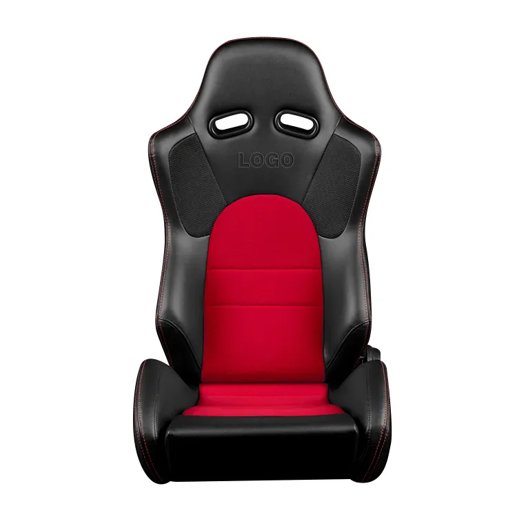 Red and Black Car Racing Seats Adjustable Black PVC Leather Recline Bucket Sport Seats Universal