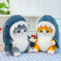 Jouets en peluche amusants et créatifs en forme de requin et de chat, anti-stress, bleus, pour cadeaux, vente en gros