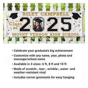 Pancarta de Graduación Personalizada 2025, Impresión Digital en Vinilo, Colores Escolares, Letreros para Jardín, Regalos de Graduación - Product Image 2