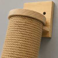 Griffoir mural moderne/classique en bois massif et sisal naturel pour chats d'intérieur, protection des meubles, 80 cm, carton