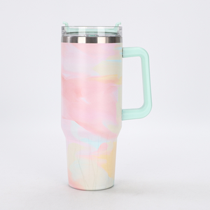 Vaso para caminar de acero inoxidable con mango de 40 onzas con pajita Logotipo personalizado Taza de viaje de aventura para acampar - Product Image 6