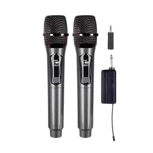KU-E1 VHF Handheld Wireless Microphone Professional USB Charging Long Distance Connect Karaoke Singing Microphone 1 Drag 2 Mic
