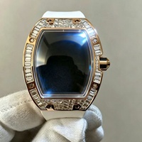Montre mécanique automatique de luxe pour homme, cadran squelette en or rose 6701, lunette sertie de diamants cultivés, élégante pour les banquets et les soirées