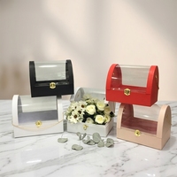 Boîte cadeau à fleurs en PVC transparent portable, ensemble de 2 pièces, boîte à fleurs à ouverture, boîte cadeau à fleurs avec cordon en métal
