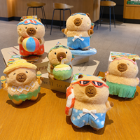 Porte-clés en peluche Capybara, mignon, créatif, original, style dessin animé, thème vacances à l'île, pendentif de sac à dos pour femmes