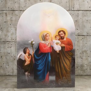 Produits en stock Pendentif en acrylique en forme <span class=keywords><strong>de</strong></span> cœur religieux catholique chrétien --- Sainte Famille Prière chrétienne - Product Image 4