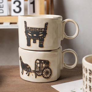 Japanese Style <b>Ceramic</b> <b>Mug</b> With Handle Solid Color Coffee Tea Cup Gift For Office Home Use Summer 2024 - Product Image 3