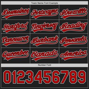 Camiseta de Béisbol Personalizada Unisex para Adultos, Texto Cosido Personalizado, Nombre del Equipo, Número 00, Ribete Negro y Rojo - Product Image 3