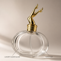 Flacon de parfum en verre vide en gros, 30 ml, ovale, rechargeable, avec bouchon doré, emballage de luxe personnalisé avec logo