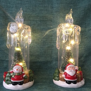 Decorazione natalizia per la casa e <span class=keywords><strong>il</strong></span> giardino verde <span class=keywords><strong>albero</strong></span> di natale smaltato con piccola campana e luce a led in ceramica - Product Image 2
