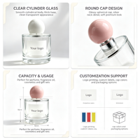 Flacon de parfum cylindrique en verre transparent pour emballage de parfum féminin de marque
