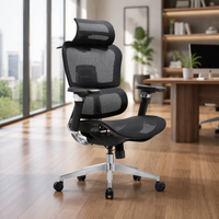 Chaise de bureau ergonomique pivotante en maille d'aluminium 6D avec appui-tête 3D, dossier séparé et soutien lombaire auto-adaptatif pour bureau à domicile