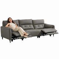 Canapé inclinable moderne 3 places gris capitonné en cuir PU avec repose-pieds pour salon, appartement, maison