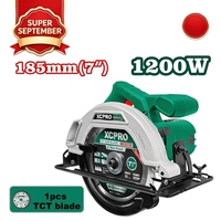Scie circulaire électrique de haute qualité 220V 1200W 185mm pour la coupe du bois, scie électrique avec profondeur et biseau réglables, lame TCT, boîte