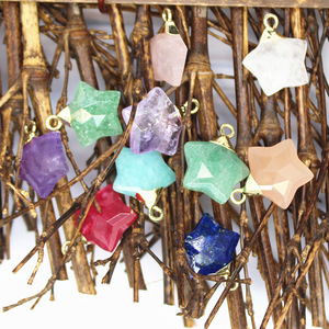 金メッキニッケルフリー銅DIYペンダント4ピース/ロット天然石星チャームジュエリーアクセサリー真鍮 - Product Image 3