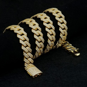 Cadena Cubana DAMAI con Moissanita Helada, Plata de Ley 925, Chapada en Oro y Plata, Gruesa y Sólida, Joyería Hip Hop Certificada para Hombre - Product Image 2