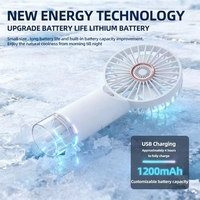 Mini ventilateur humidificateur portable, pulvérisateur de brume à 3 vitesses, rechargeable par USB, 1200mAh, avec diffuseur d'huiles essentielles, pour la maison, le bureau et les voyages