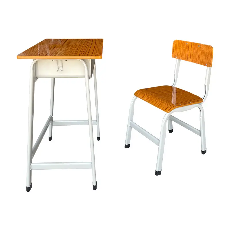 Minimalist Design Metal and Wooden School Desk Classroom Furniture Set for Primary Students Includes Table and Chairs