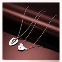 Collier à fermoir concentrique, couple, entrelacement, une paire de colliers, décoration, acier inoxydable