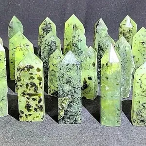 Hot Sale Crystal Point Healing Crystal Natural Prehnite Point For Home Decor Fengshui