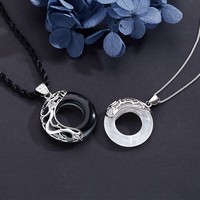 Collier de Couple de Style chinois femme amoureux homme pendentif piscine de Lotus pour hommes par Moonlight Dragon & Phoenix Antique