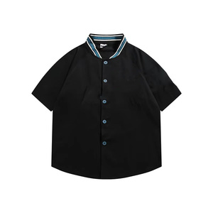 Camisa de béisbol para mujeres y hombres Hippe Vintage Oversize Hip Hop Streetwear estilo coreano <span class=keywords><strong>blusa</strong></span> corta de media manga con botones - Product Image 2
