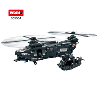 Jouets Woma 1251 pièces, hélicoptère SWAT, transport de police, blocs de construction en plastique, ensemble de briques militaires, modèle de jouet avec bateau (C0550)