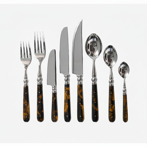 Juego de cubiertos con mango de resina moderno para comer, juego de cubiertos de Metal, cubiertos de acero inoxidable - Product Image 1