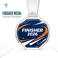 Médaille personnalisée en acrylique transparent avec logo sur mesure pour événements sportifs de course à pied (marathon) – Vente en gros