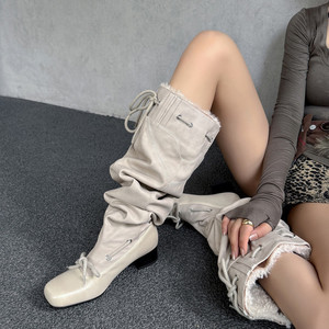 Nouvelles bottes d'équitation imperméables en cuir de vachette à talon moyen, à bout rond, à col en V, tendance et polyvalentes pour l'automne et l'hiver - Product Image 5