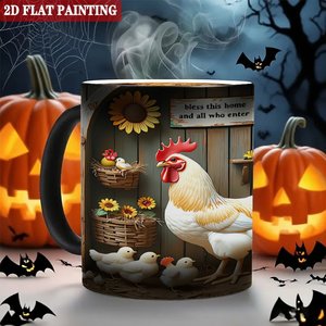 Blank <b>Ceramic</b> <b>Mug</b> 11oz Heat Activated Color Changing Sublimation Cup With Chicken Farm Design - Product Image 6