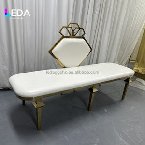 LEDA Factory Direct Nouveau design Canapé deux places en acier inoxydable blanc et or avec diamants pour décoration de scène de mariage et événements - Product Image 6