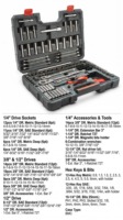Ensemble d'outils de mécanique 142 pièces 1/4 3/8 1/2"DR SAE/MM en acier au chrome-vanadium, coffret rigide pour la réparation à domicile et automobile