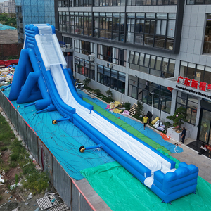 Toboggan aquatique gonflable géant bleu - Toboggan aquatique long à une seule voie avec zone de projection d'eau <span class=keywords><strong>pour</strong></span> événements et plaisir estival - Product Image 5