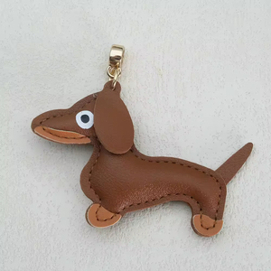 Llavero con Colgante de Perrito <span class=keywords><strong>Salchicha</strong></span>, Animal de Dibujos Animados con Hebilla Redonda Pequeña, Colgante de Cuero PU para Bolso, Colgante Premium para Coche - Product Image 4