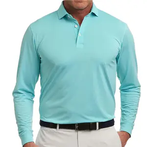 Camisa polo de manga longa para homens de alta qualidade com botão de secagem rápida respirável personalizada camisas polo para homens