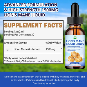 Gotas Líquidas de Melena de León OEM ODM 1500mg, Antioxidante, Aumenta la Concentración y la Memoria para Adultos, Suplemento Dietético - Product Image 2