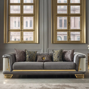 Ensemble de canapés de salon PZCN HOME en <span class=keywords><strong>velours</strong></span> capitonné, pieds de canapé en acier inoxydable, ensemble de canapés Chesterfield - Product Image 3