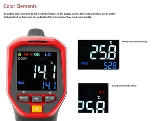 Thermomètre infrarouge UT302A+ à affichage numérique haute température, thermographe industriel en plastique, ODM - Product Image 4