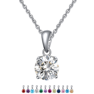 Lucky Birthstone Real 925 <span class=keywords><strong>Sterling</strong></span> Silver CZ Zircon colgante collar joyería de cristal para mujer con piedras de diamante - Product Image 4
