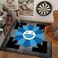 Ensemble de tapis modernes à bordure de tournesol en peluche douce et antidérapante, paillasson non pelucheux, tapis de chaise pour la décoration intérieure et le salon