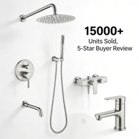 Système de douche encastré mural 3 fonctions avec pommeau de pluie rond, douchette et bec de baignoire, finition nickel brossé, ensemble de douche pour salle de bain, vente en gros