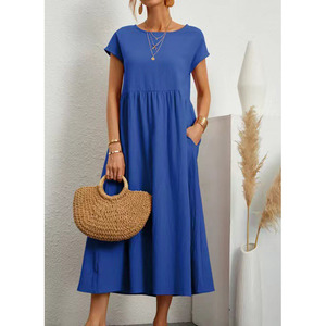 Abito Casual da Donna <span class=keywords><strong>Chic</strong></span> ed Elegante 2023, Vestito Senza Maniche a Tinta Unita, Lunghezza Midi, Vendita Economica - Product Image 5