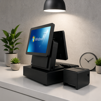 Système de caisse enregistreuse électronique tout-en-un à double écran 2023, terminal POS, Windows 10/11, Intel Core I3/i5/i7, SSD 128 Go, 10 points tactiles