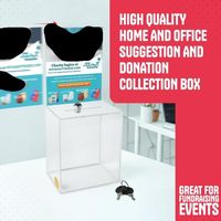 Extragroße Transparente Spendenbox 40x20x15 cm mit Schloss, Anzeigeschild & Einwurfschlitz für Spendensammlungen, Tombolas, Trinkgeld & Abstimmungen